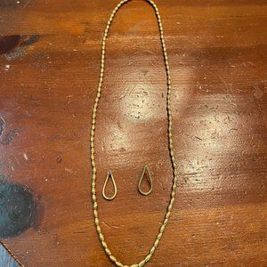 Noonday Necklace and Earrings Gold Tone